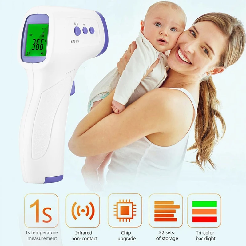 เครื่องวัดอุณหภูมิสำหรับเด็กทางการแพทย์จอ LCD ดิจิตอลอินฟราเรดวัดร่างกายหน้าผากหูไม่สัมผัสผู้ใหญ่ไข้ IR termometro เด็ก