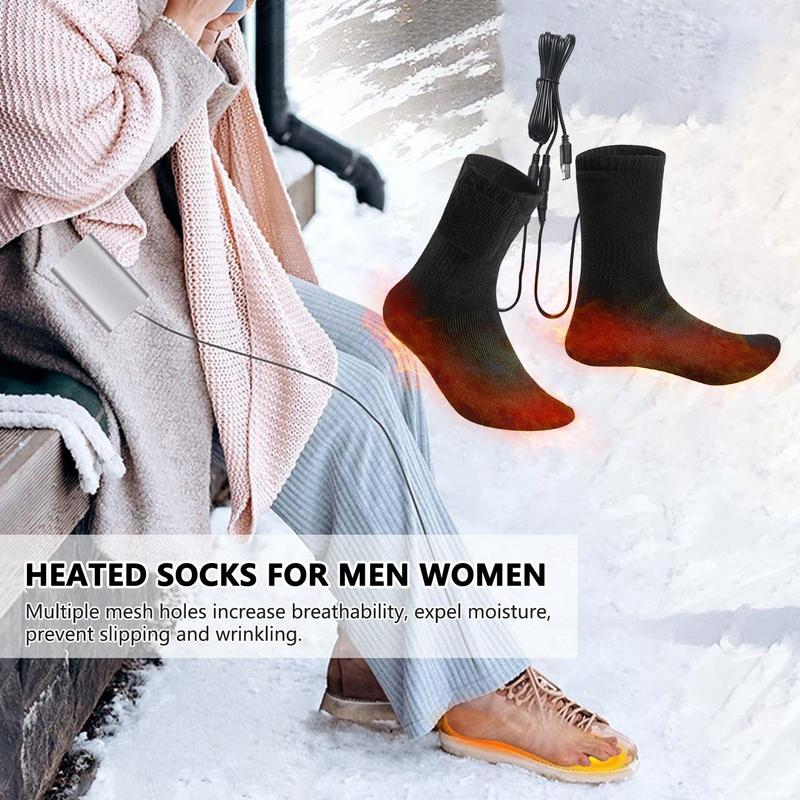 Electric Socks for Men USB Electric Heated Socks Warm Cotton Socks with Fast Heating and Long Warmth Winter Warmth