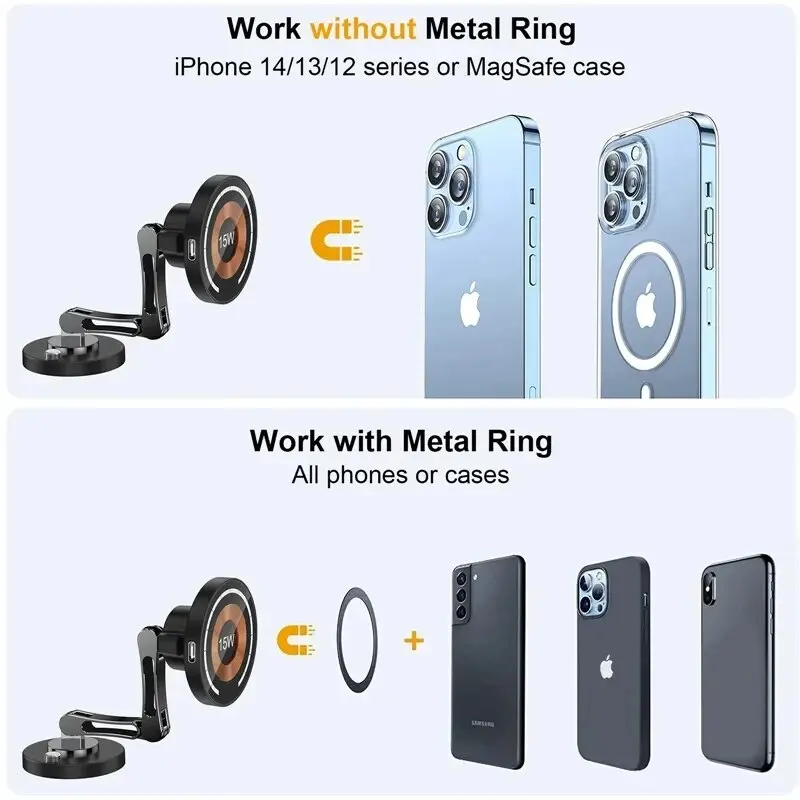 Magnetische Auto Drahtlose Ladegerät Stehen Magnet Auto Halterung Schnelle Ladestation Telefon Halter Halterung Für Macsfae iPhone 15 14 13 12