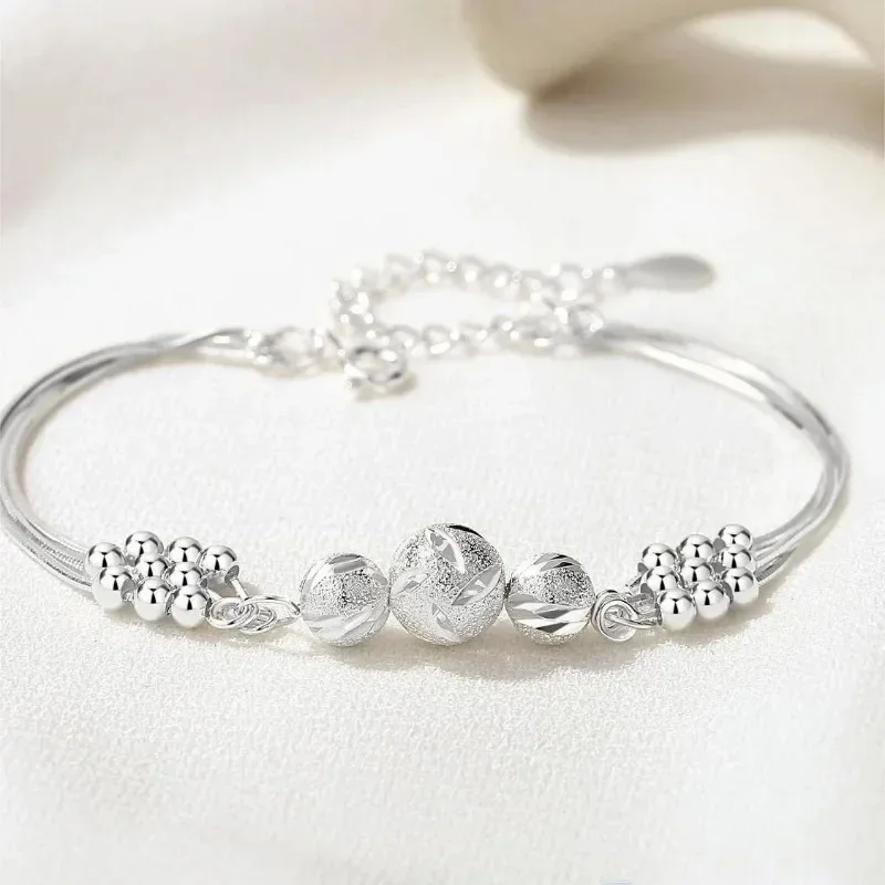 Pulseras finas de Plata de Ley 925 con cuentas de la suerte para mujer, pulsera ajustable multicapa de diseñador de lujo, joyería para fiesta y boda