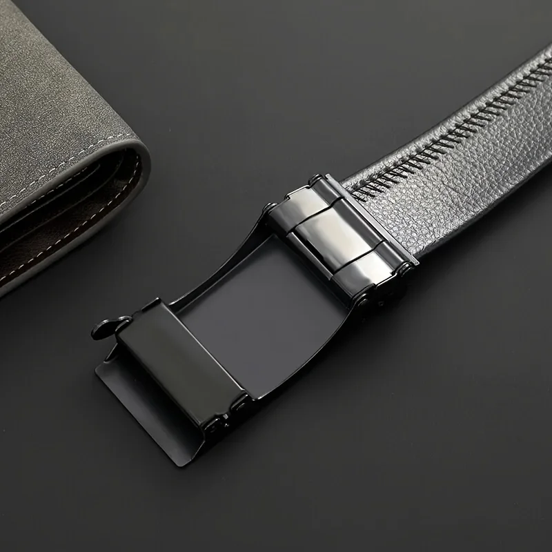 Cinturón de PU con hebilla automática de alta calidad para hombre, cinturón informal de negocios sencillo, regalos de cumpleaños a la moda