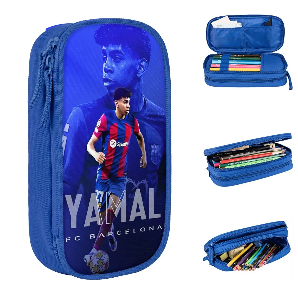 Lamine Y-Yamal Pen Box Double Layer Large Capacity For School Football Sports Pencil Box Birthday Gift