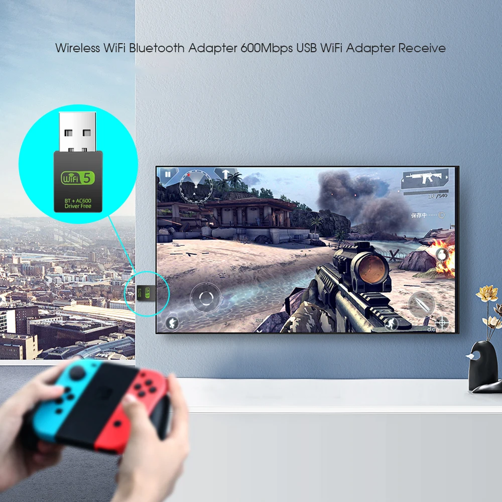 600 Мбит/с USB WiFi Bluetooth-адаптер 2 в 1 Dongle двухдиапазонный 2,4G и 5 ГГц USB WiFi 5 Сетевой беспроводной Bluetooth-адаптер WiFi-приемник