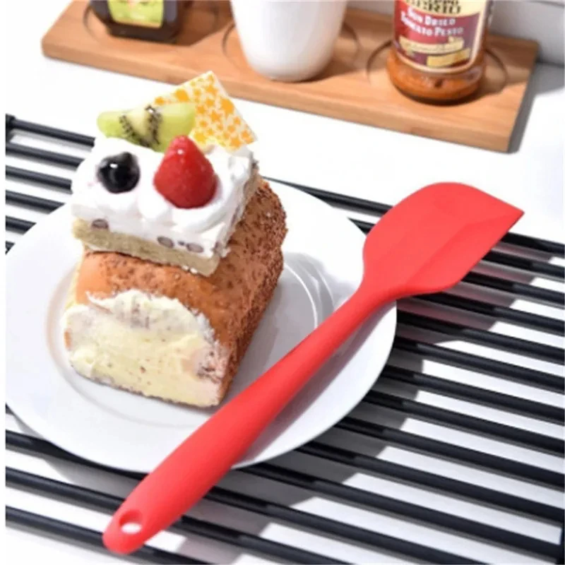 1pc pequeno resistente ao calor integrado lidar com silicone spooncolor raspador de silicone bolo creme espátula faca cozinha ferramenta de cozimento