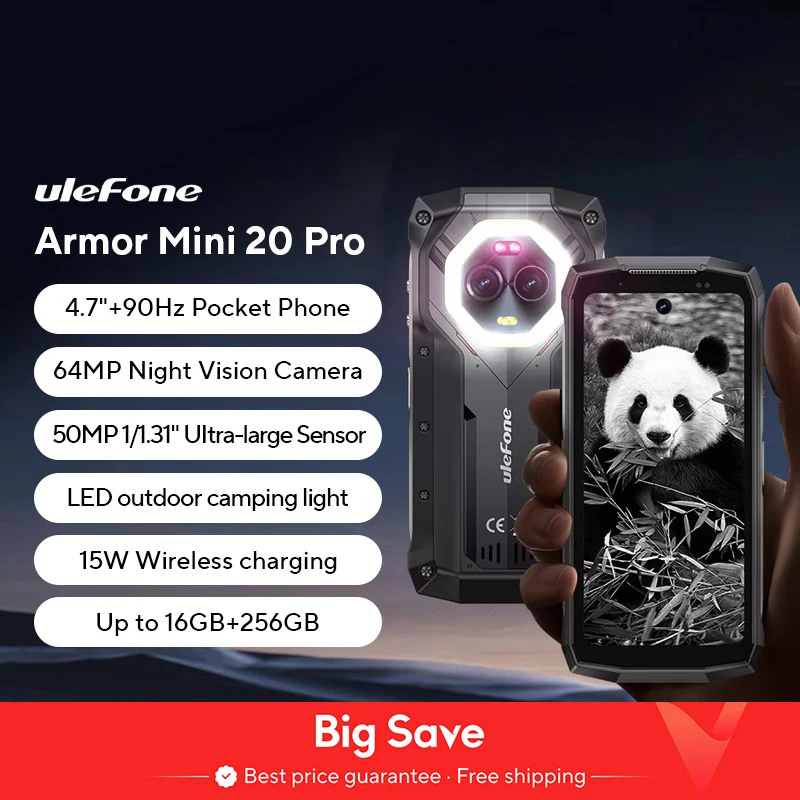 【Weltpremiere】Ulefone Armor Mini 20 Pro 5G 4,7" Robustes Telefon 64MP Nachtkamera Android 14 Smartphone 6200mAh Mobiltelefon LED
