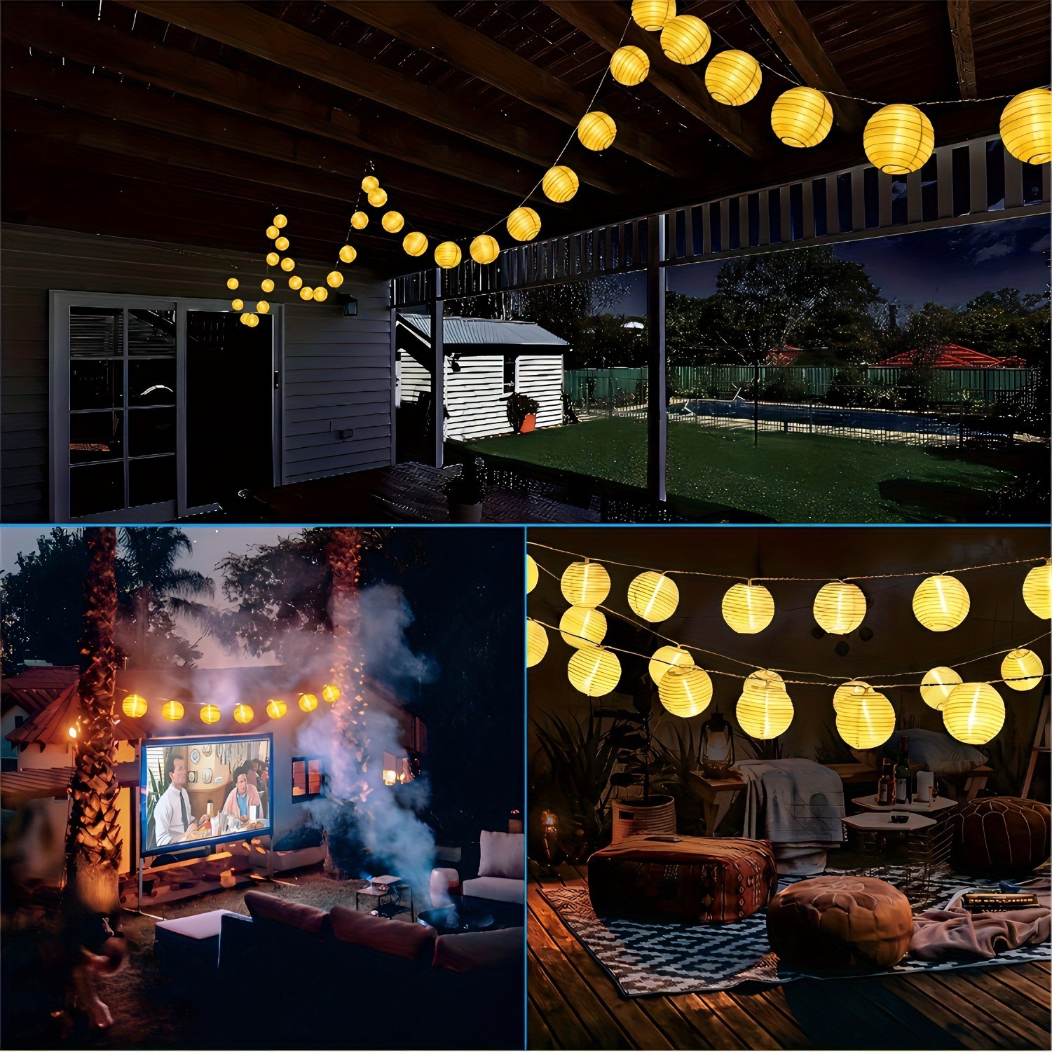 LED Solar Lantern String Lights Outdoor Garland Fairy Lights Solar Powered Garden Decorative Light for Christmas Wedding Party