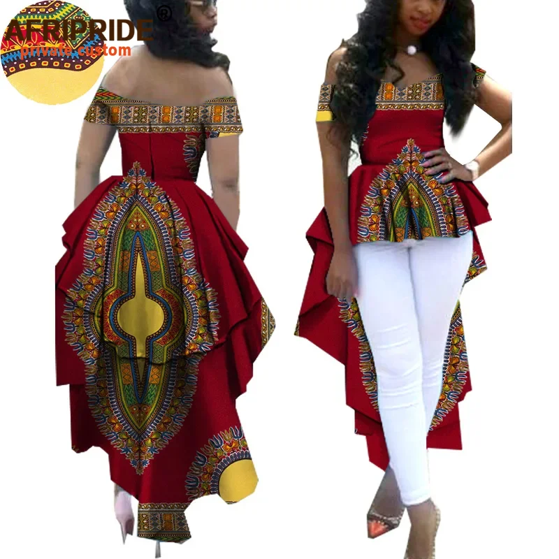 Africano roupas para mulher afripride ancara com decote em v fora do ombro casaco com dashiki tornozelo duplo comprimento de volta mais tamanho a722412