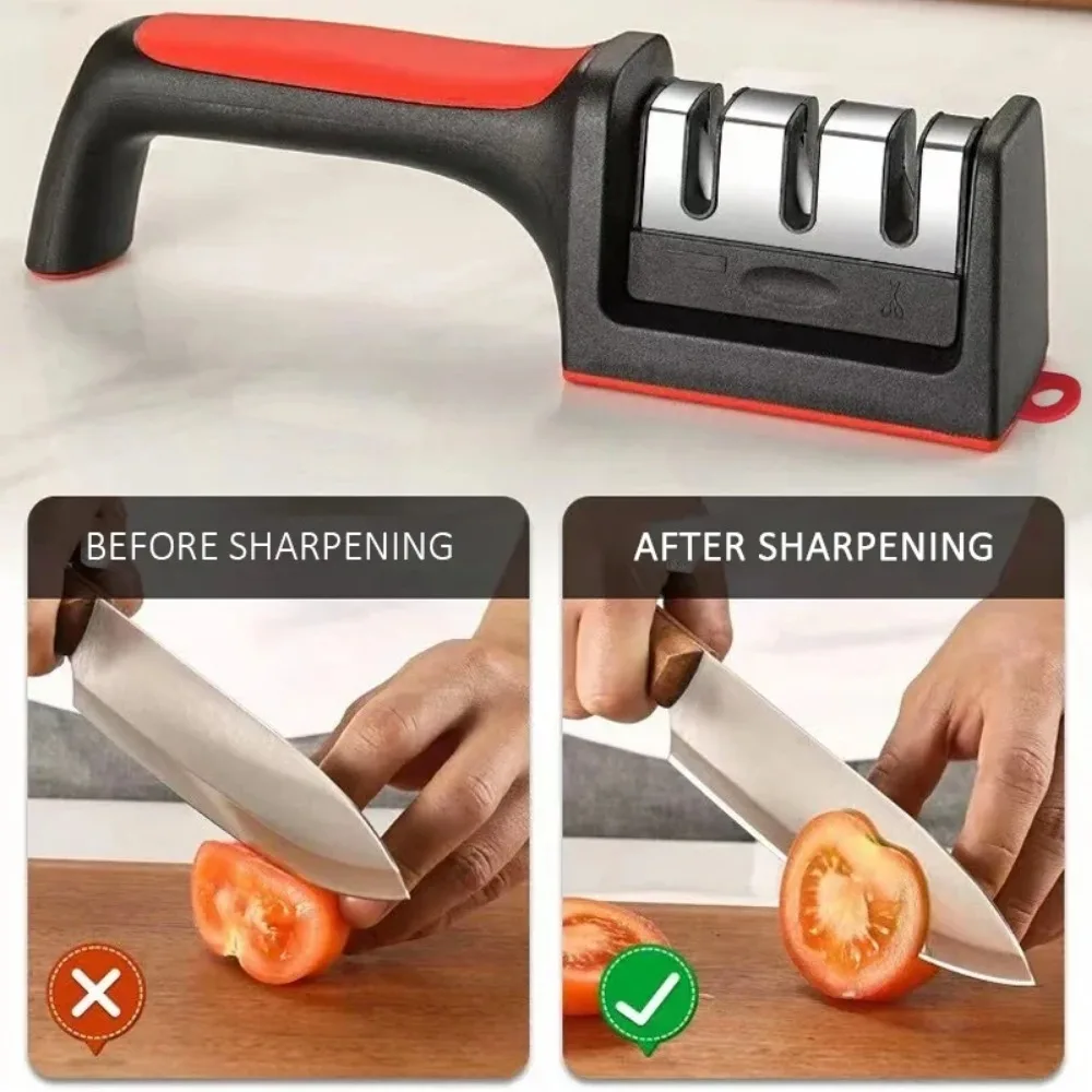 3/4 Segment Knife Sharpener Kitchen Multifunctional Handheld Fast Sharpening Stone Three-stage Cutting Knife Kitchen Supplies
