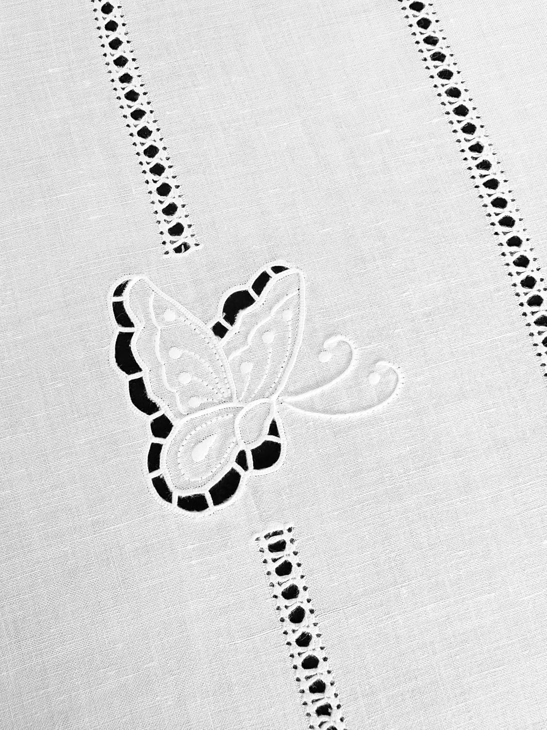 bordado a mano, modelo Butterfly, fabricado en Italia, de lino mezclado, en varios tamaños