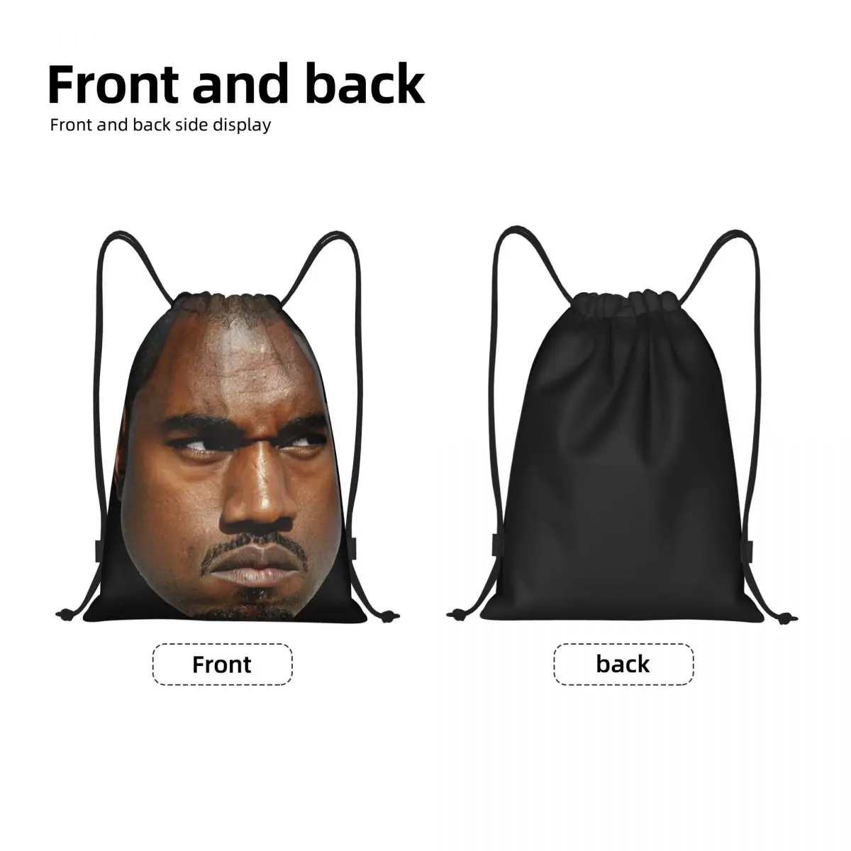 男性と女性のためのkanywest記念ストリングバックパック、カスタム、面白い、スポーツ、ジム、ポータブル、ラッパー、音楽プロデューサ、トレーニングバッグ