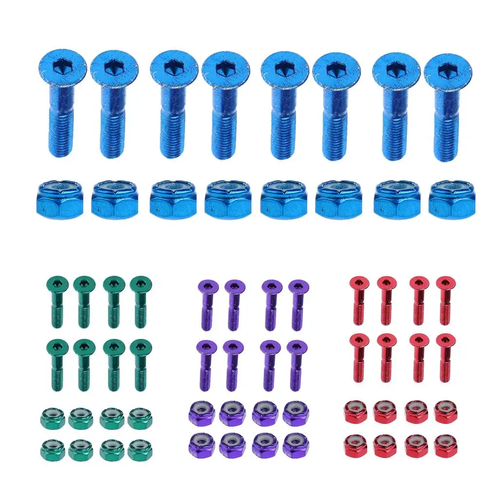 8 ชิ้นยี่ห้อใหม่เปลี่ยนรถบรรทุกสเก็ตบอร์ดฮาร์ดแวร์ชุด Longboard สกรูสลักเกลียว