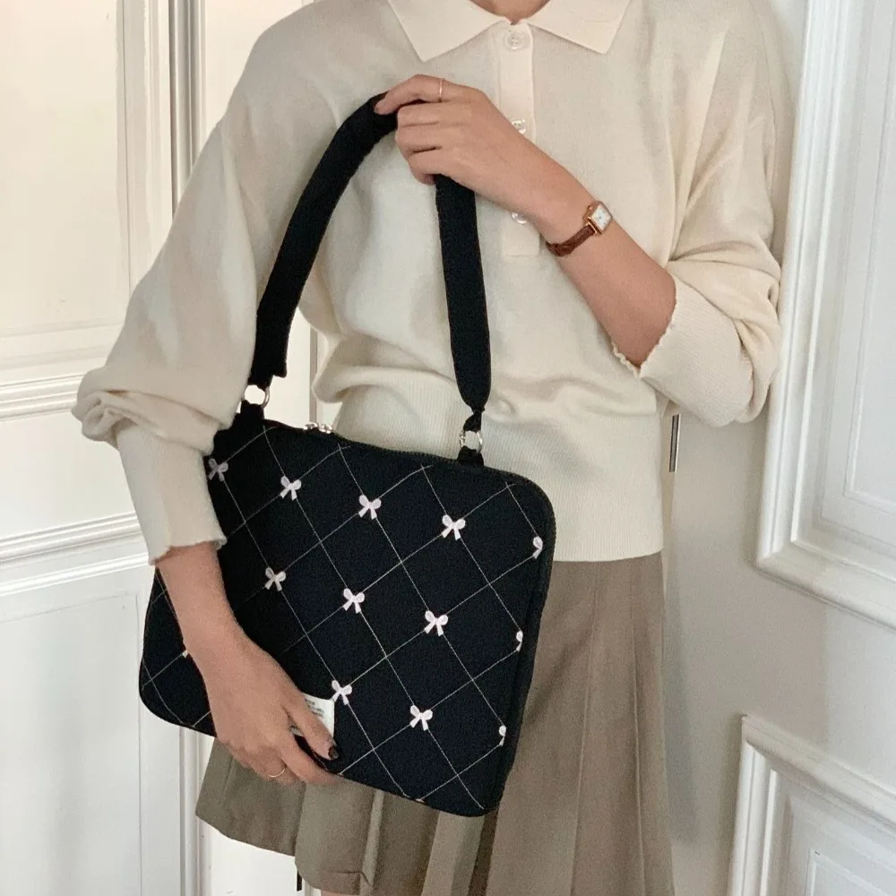 Embroidered Bow Business Briefcases Large Capacity Handbag Document Tote Bolsas Shoulder Bag File Folder Laptop Sleeve Case Bag