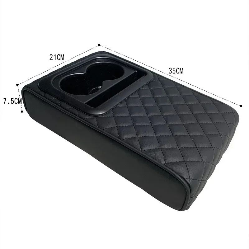 Almofada de apoio de braço do console central automático com 2 suporte de copo almofada de apoio de braço de couro do plutônio portátil carro ambrest travesseiro capa almofada de altura