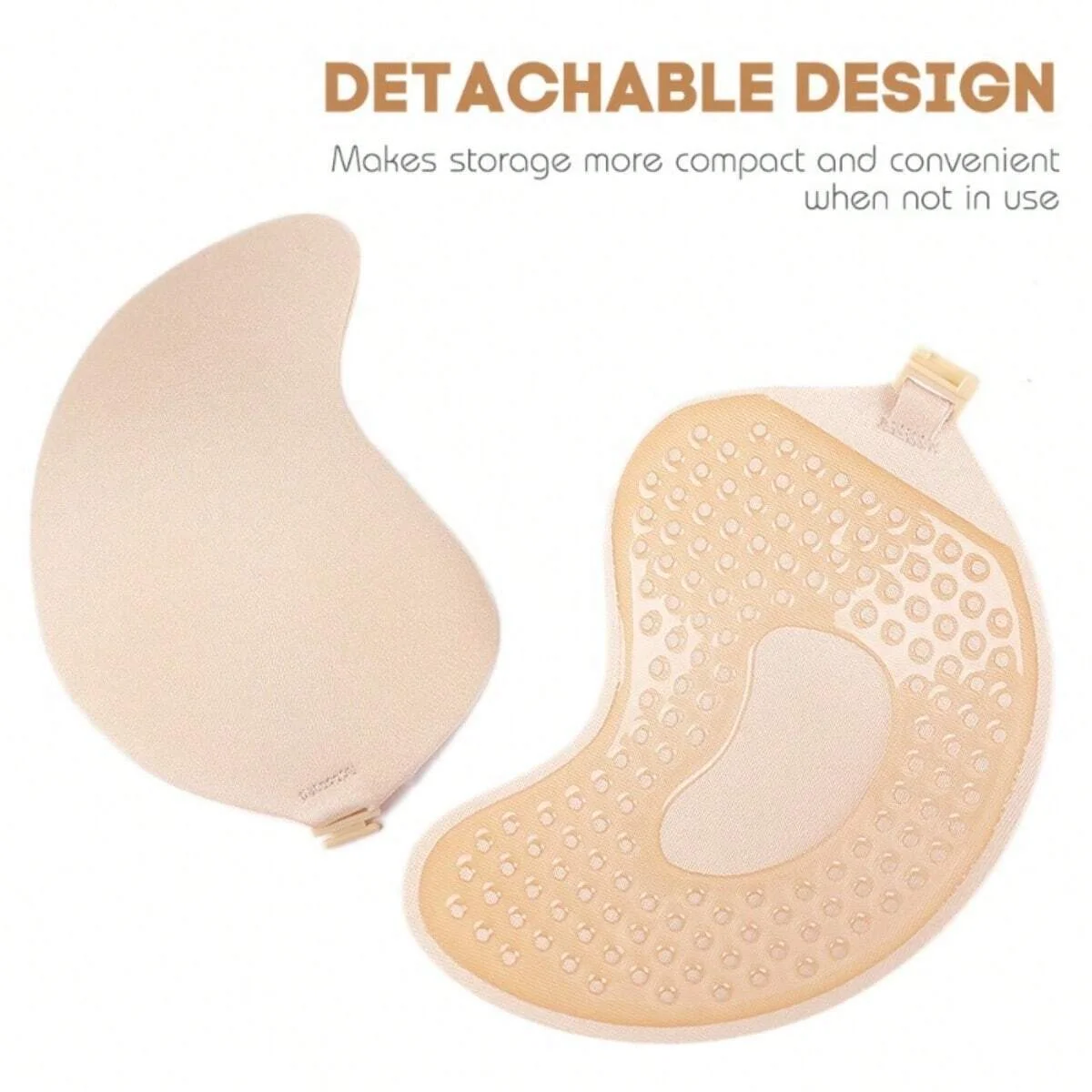 FINETOO 1 Paar unsichtbare Unterwäsche für Damen, Nubra-Brustpflaster, zweifarbig, hypoallergen, Mango-Cup-BH, Silikon, nicht fallend, dünn
