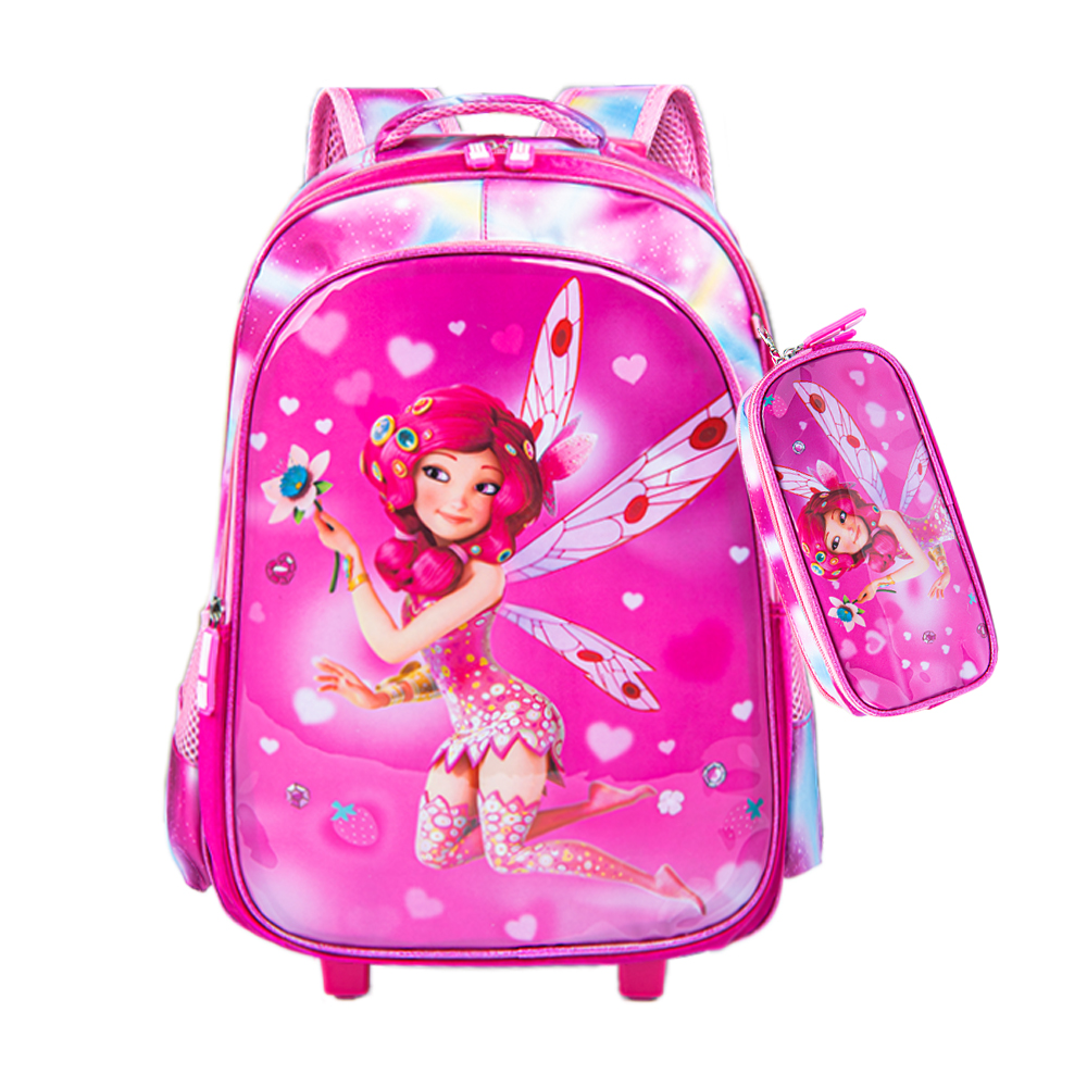 Mochila Escolar Infantil de Rodinhas Menina Menino Bolsa Resistente Impermeável Com Lancheira e Estojo kit2024