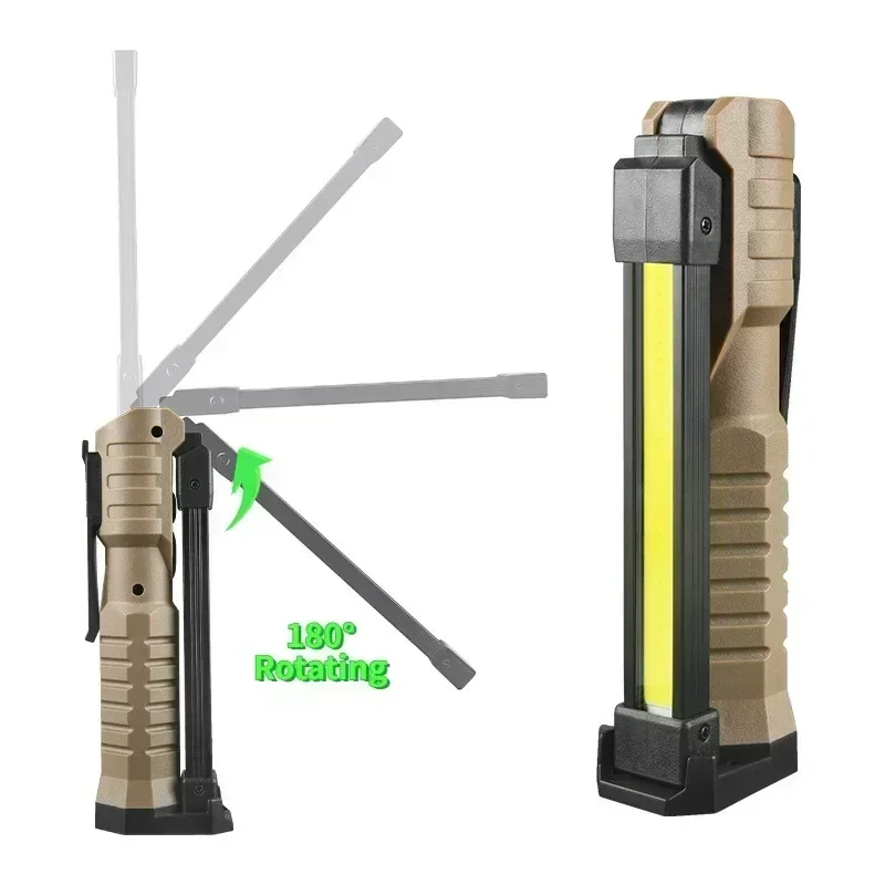 Folding COB XPE LED Work Light Flashlight USB Rechargeable Torch Magnetic Base & Hook, Emergency Car Inspection Lamp Red SOS