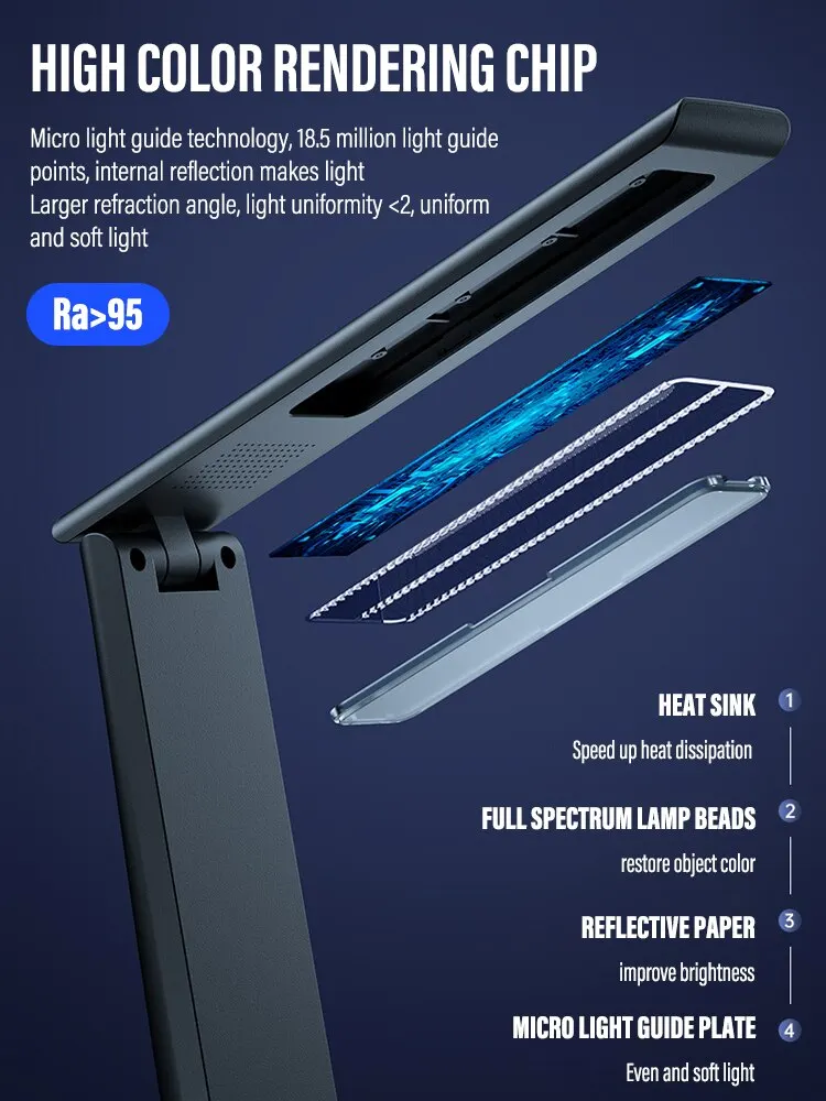 Lampada da scrivania pieghevole a LED ricarica USB Touch Control dimmerabile Desktop protezione per gli occhi lettura studio lampada da comodino per camera da letto dell'ufficio
