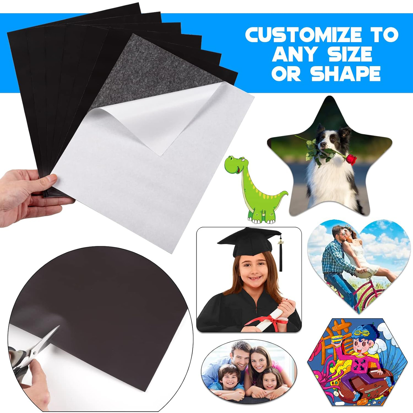 A4 5PCS 12Mil 210X297mm Self Adhesive Magnetic Paper Adhesive Magnetic Sheets Sticky with Adhesive Backing Flexible Magnet Sheet