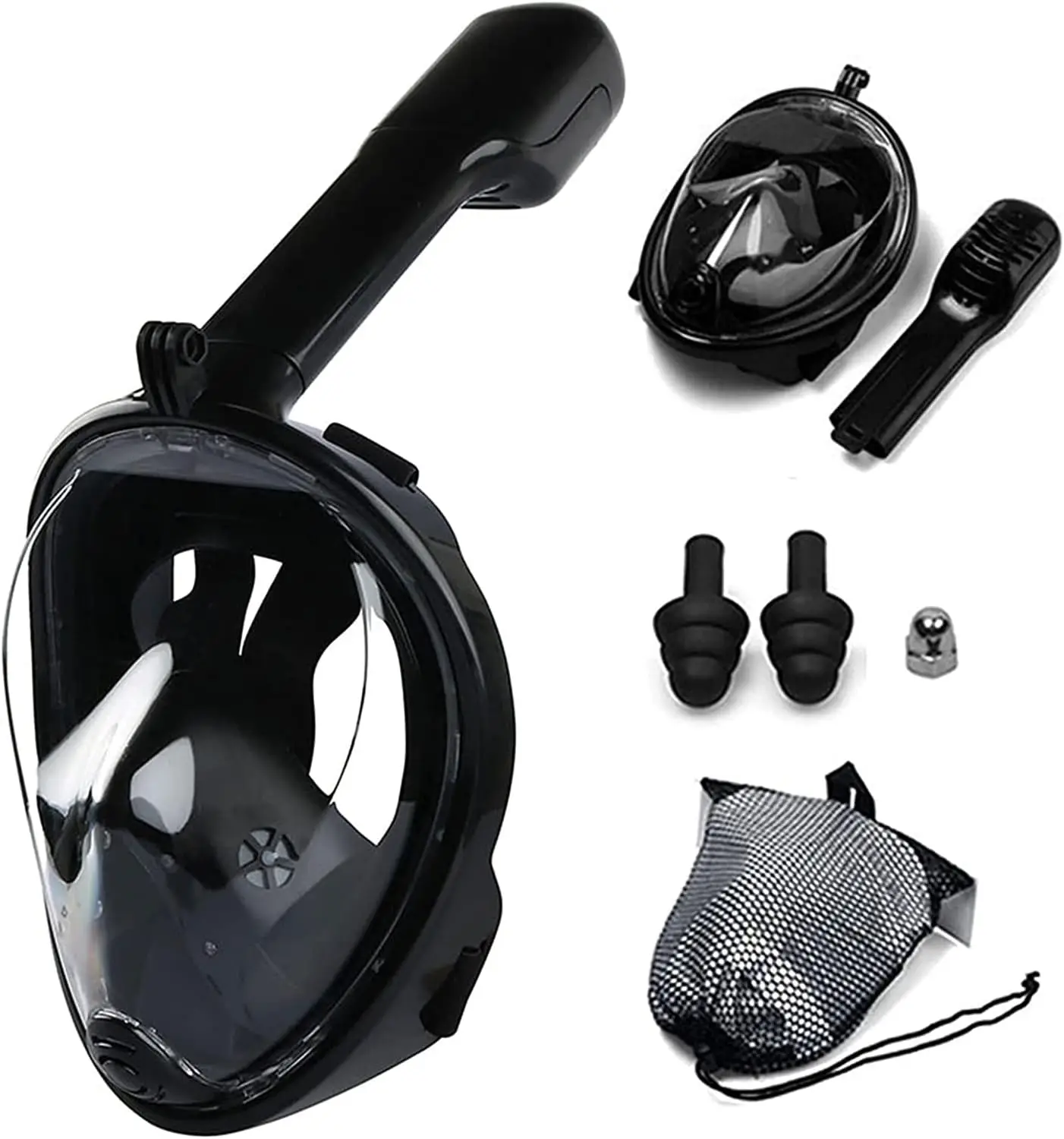 Maschera da snorkeling integrale con supporto per fotocamera staccabile, maschera da snorkeling per nuoto e immersioni ampia vista antiappannamento anti-perdite per adulti
