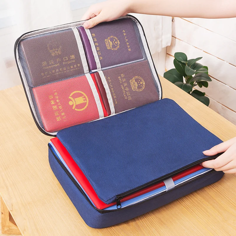 ทนไฟกันน้ํากระเป๋าเอกสารความปลอดภัยซิปกระเป๋าเงิน Multi-Layer Card Case กระเป๋าเดินทางแฟ้มกระเป๋าเอกสารกล่องเก็บ