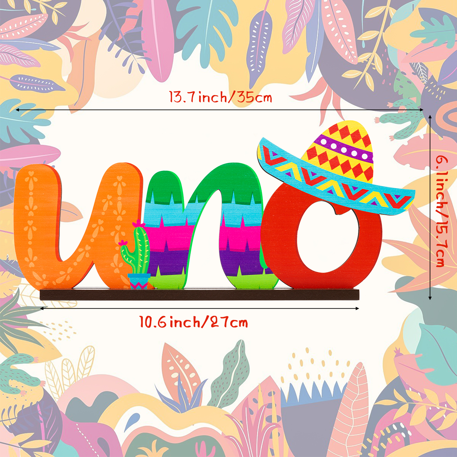 装飾用木製デスクトップセンターピース、メキシコフェスティバル、1枚の写真装飾、1歳の誕生日パーティー用の小道具ディスプレイ、卓上装飾、ベビーシャワー