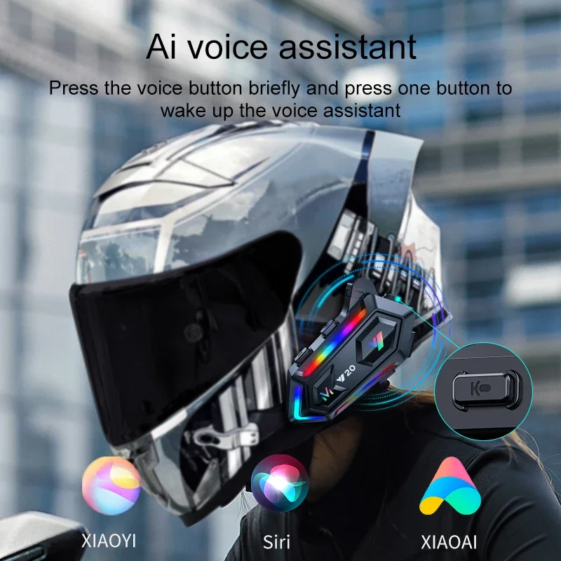 Y20 bluetooth 5.3 capacete da motocicleta fone de ouvido 1000mah super longa espera sem fio mãos-livres à prova dwaterproof água moto fone de ouvido
