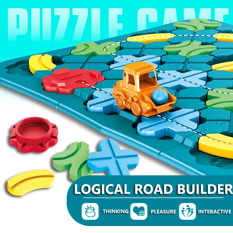 Laberinto de carretera para niños, juego de construcción de carretera lógico Montessori, rompecabezas de construcción, juguetes educativos de aprendizaje para niños
