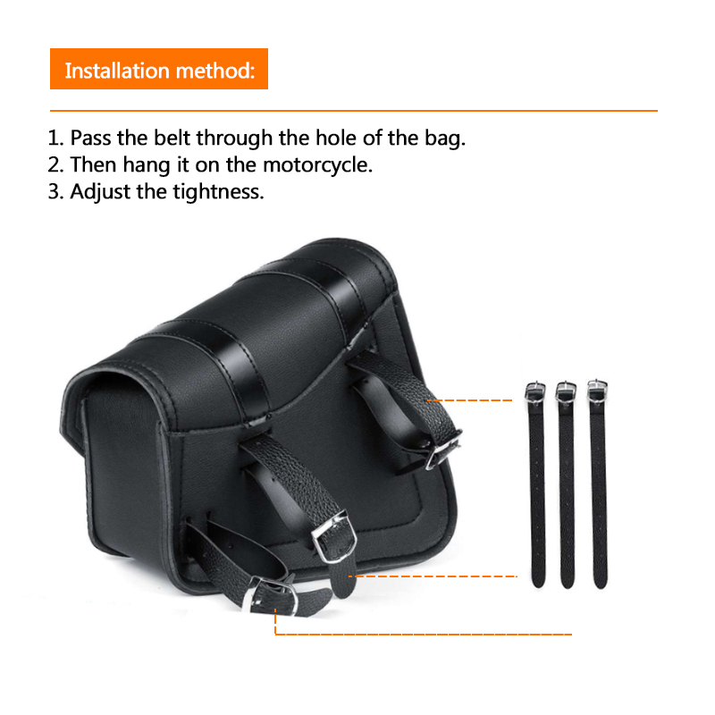 Universal Motorcycle Saddle Bags PU Leather Tool Bag w/Water Bottle Holder Cafe Racer Luggage Bag Waterproof For Cruiser Custom