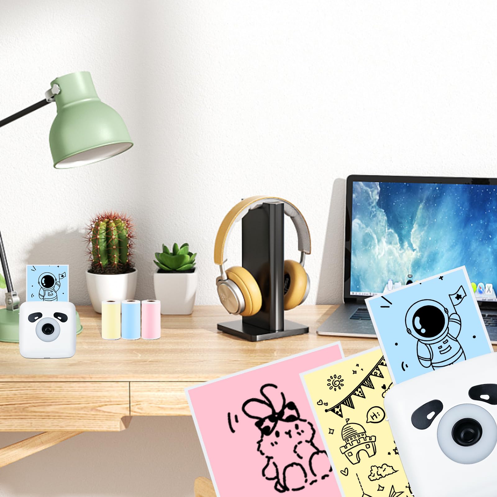 5 Color Paper Printer Thermal Paper Photo Rolls 57*25MM White Color Gift DIY Non-Adhesive Photo Print Rolls Mini Printer Paper