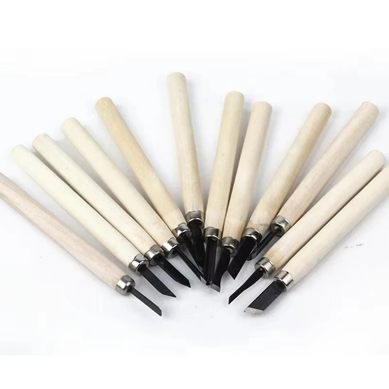 12pcs Wood Carving Chisels Set for Basic Cutting & Detailed Woodworking DIY Hand Tools Gouges Knife Kit