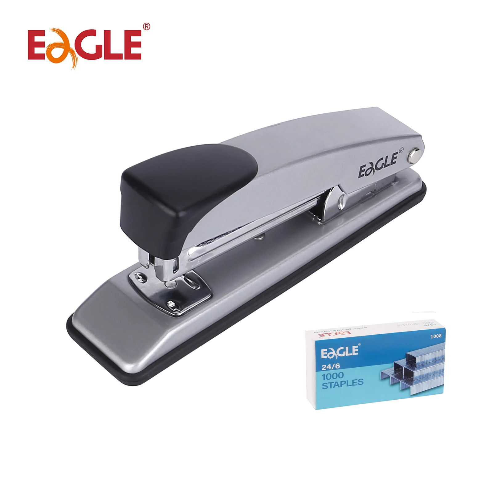 Cucitrice da tavolo Eagle, con 1000 graffette gratuite, fino a 20 fogli, levapunti incorporato, materiale scolastico e per ufficio