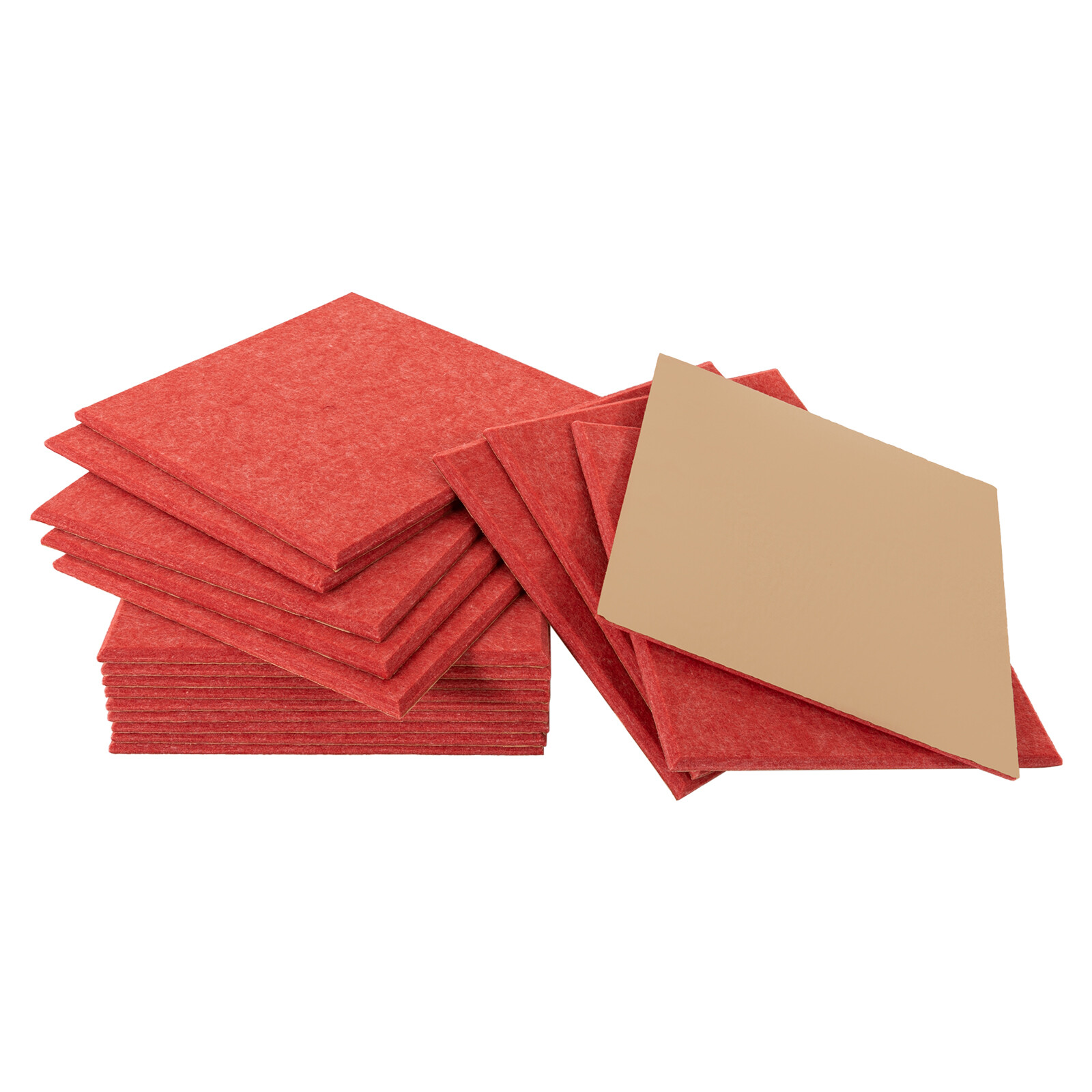 18 Stück Rot Akustik-Paneele Polyester-Faser Akustikplatten Schallabsorber Schallschutz Quadratisch 11,81*11,81 pouces