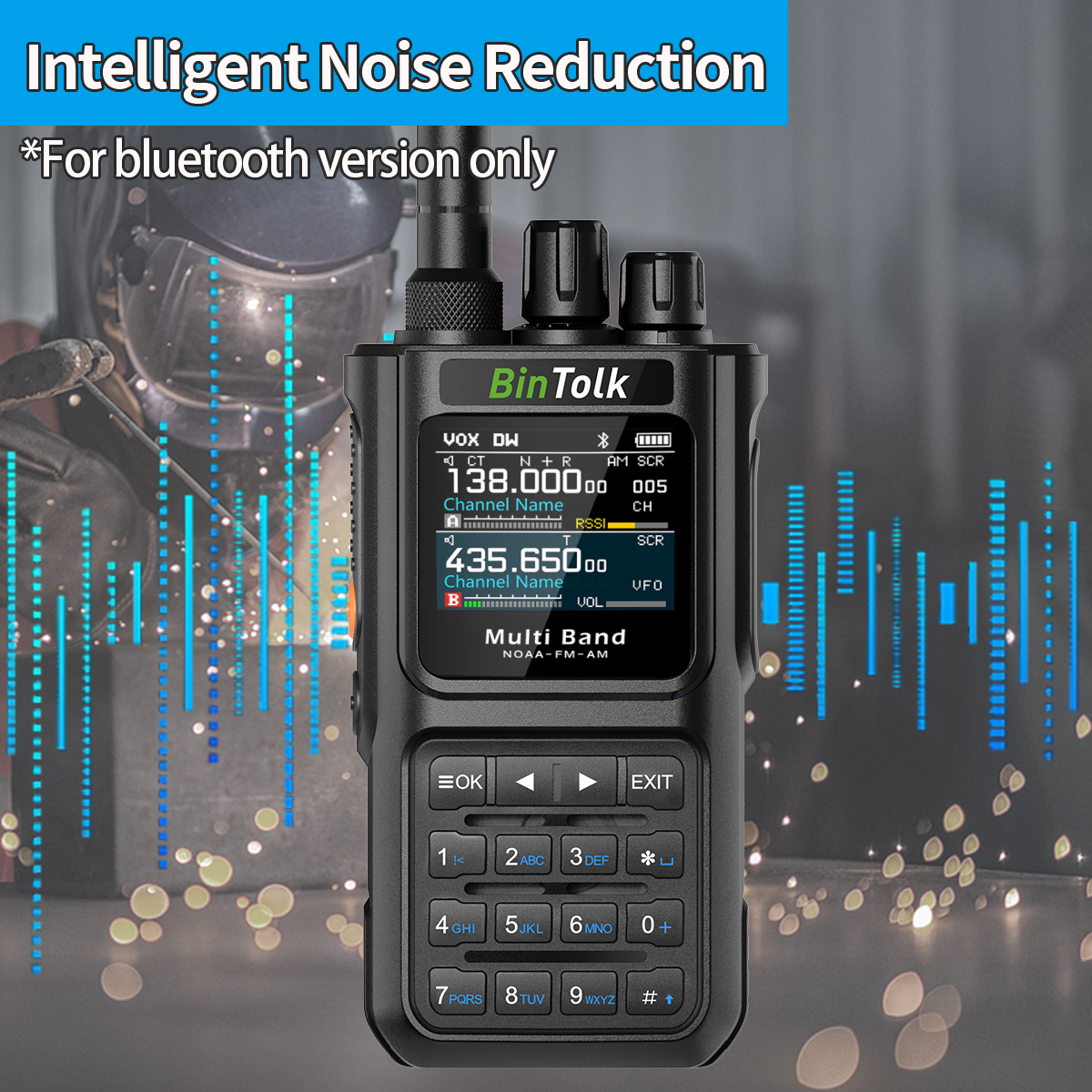 BinTolk BT8000 Walkie Talkie 10W Full Band Wireless Bluetooth Programme Noise Reduction Type-c Charger Portable Two Way Radio