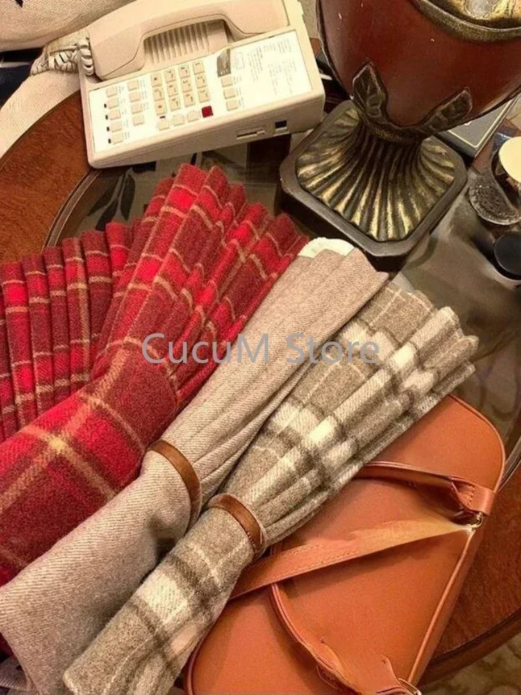 Gonna a pieghe scozzese da ragazza piccante retrò in stile giapponese Autunno Inverno Minigonna in lana stile college a vita alta Gonna dolce Kawaii