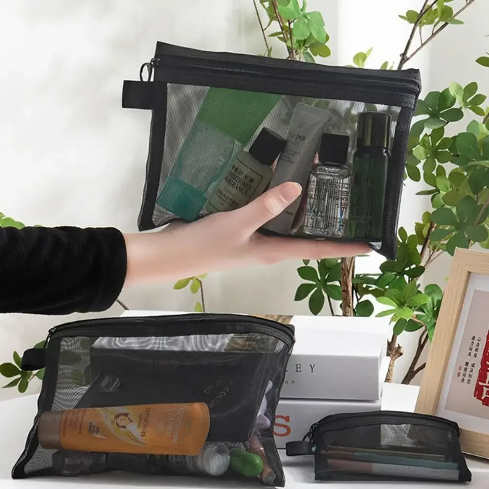 Bolsa de cosméticos de malla de gran capacidad, estuches de lápices informales, bolsa con cremallera, bolsa de maquillaje, bolsa de lavado, estuche organizador, estuches de cosméticos para niña