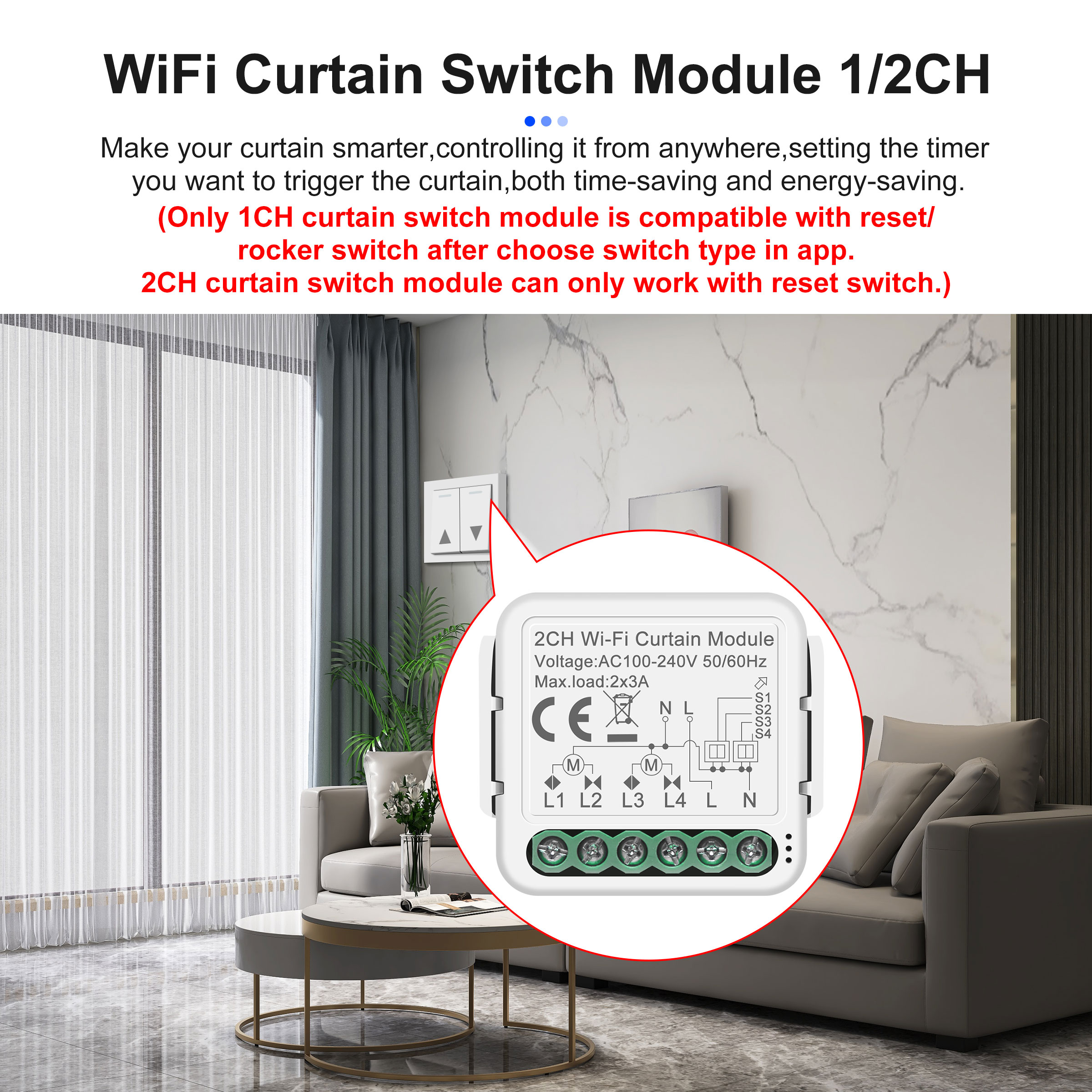GIRIER Tuya Smart WiFi Модули переключателей света/занавеса/диммера Поддержка двухстороннего управления работает с Alexa Hey Google Alice Не требуется концентратор