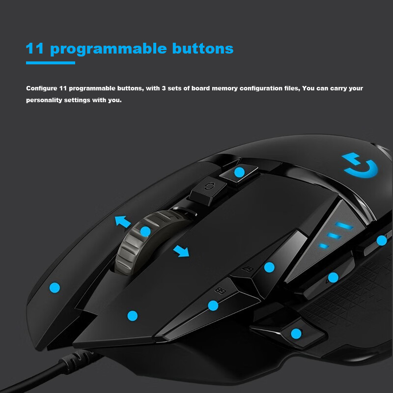 Logitech G502hero Master con cable, ratón para juegos, 502, maquinaria para deportes electrónicos, programación de pollo macro, periférico CS