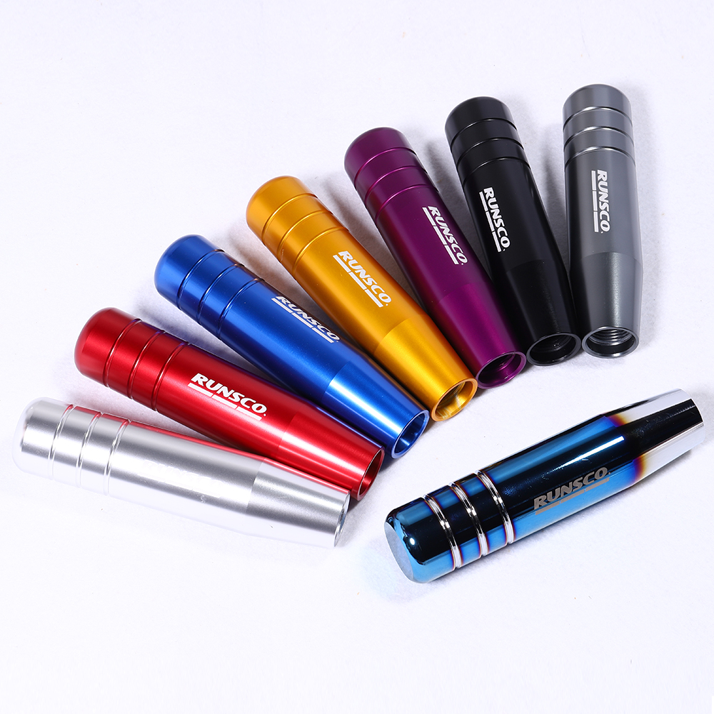 車ユニバーサルギアシフトノブ MT ギアスティックレバーシフターノブハンドルカラーレッドブラックゴールドブルーパープルアルミ 13 センチメートル