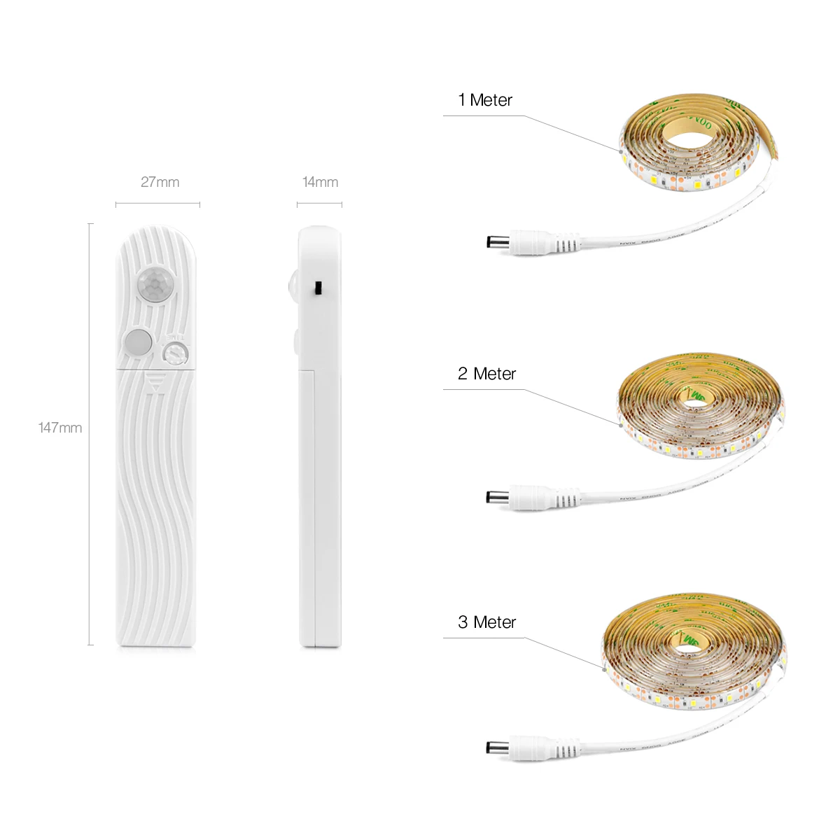 Nastro luminoso per armadio da cucina impermeabile Sensore di movimento a LED Striscia LED 5V Lampada LED PIR wireless Batteria Lampada per armadio per scale