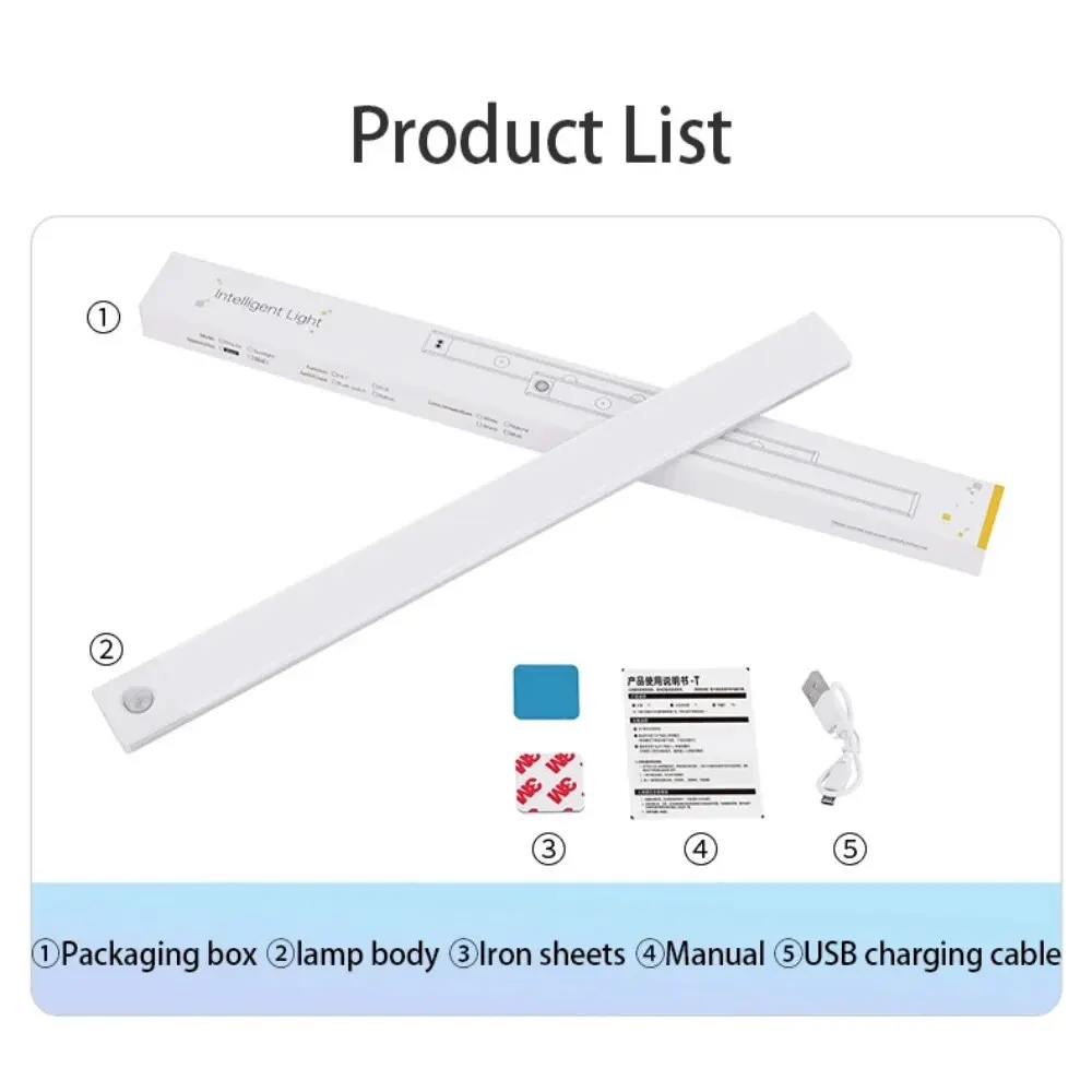 LED Cabinet Light USB Type-C lampada a Led con sensore di movimento ricaricabile per illuminazione dell'armadio da cucina 20cm/30cm/40cm/50cm/60cm