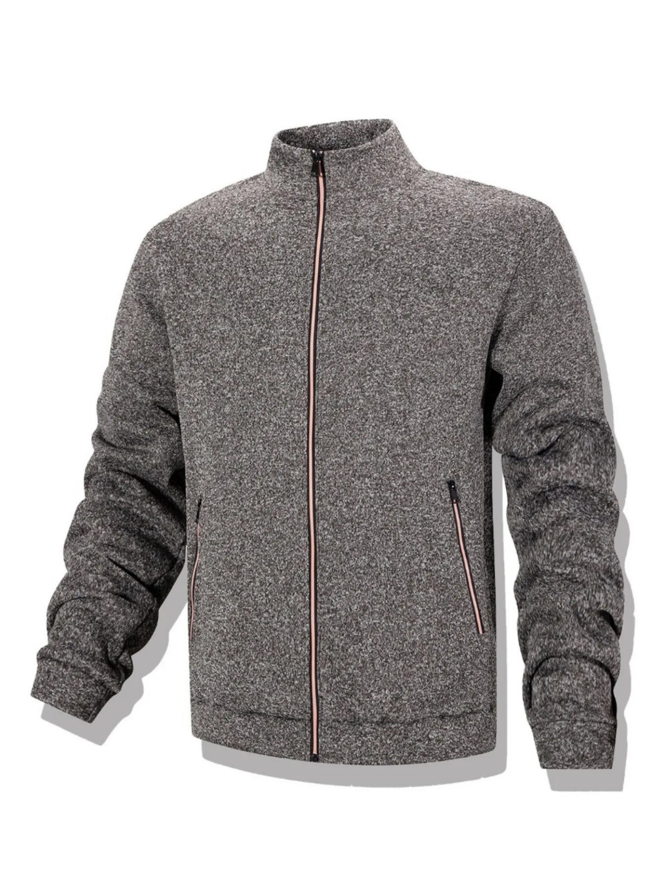 Jaqueta de moletom casual masculina com zíper completo cardigan gola jaqueta outono inverno masculino ao ar livre casaco quente à prova de vento