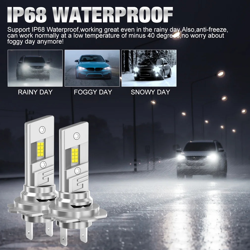 20000LM Mini H7 bombilla de faro LED CSP 3570 faro de coche lámpara de diodo automático Canbus H7 Turbo luz Led 6500K 12V 120W
