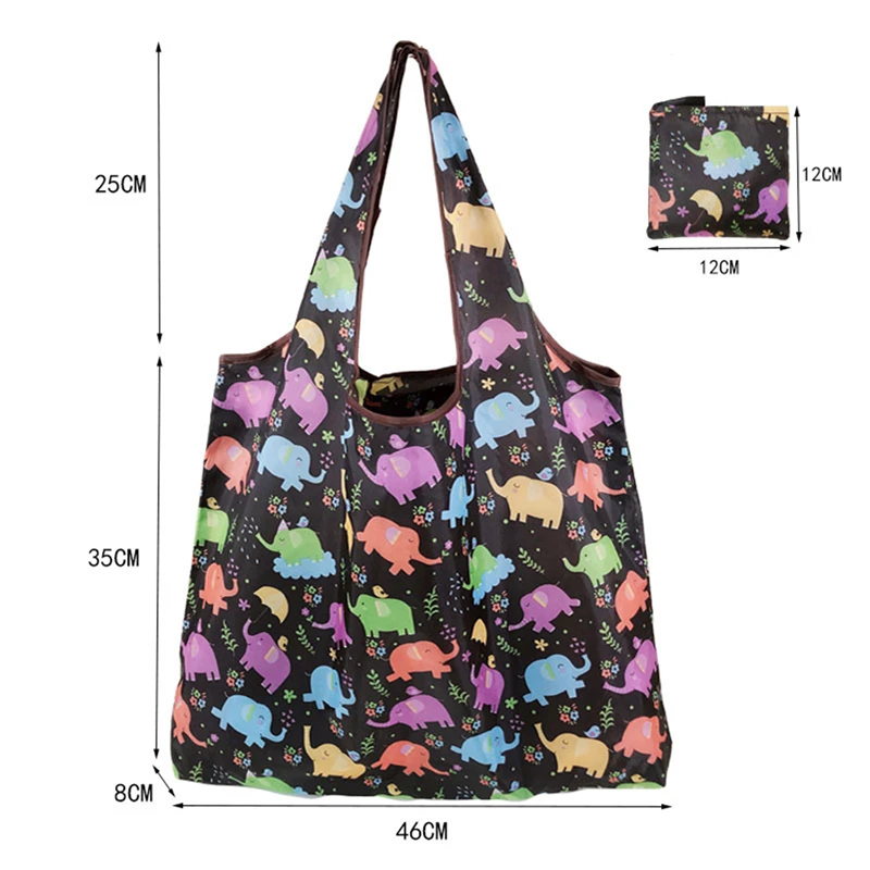 Shopping Bags Fashion Portable Various Prints and Large Capacity Convenient Nylon Easy to Fold Package Travel Essential