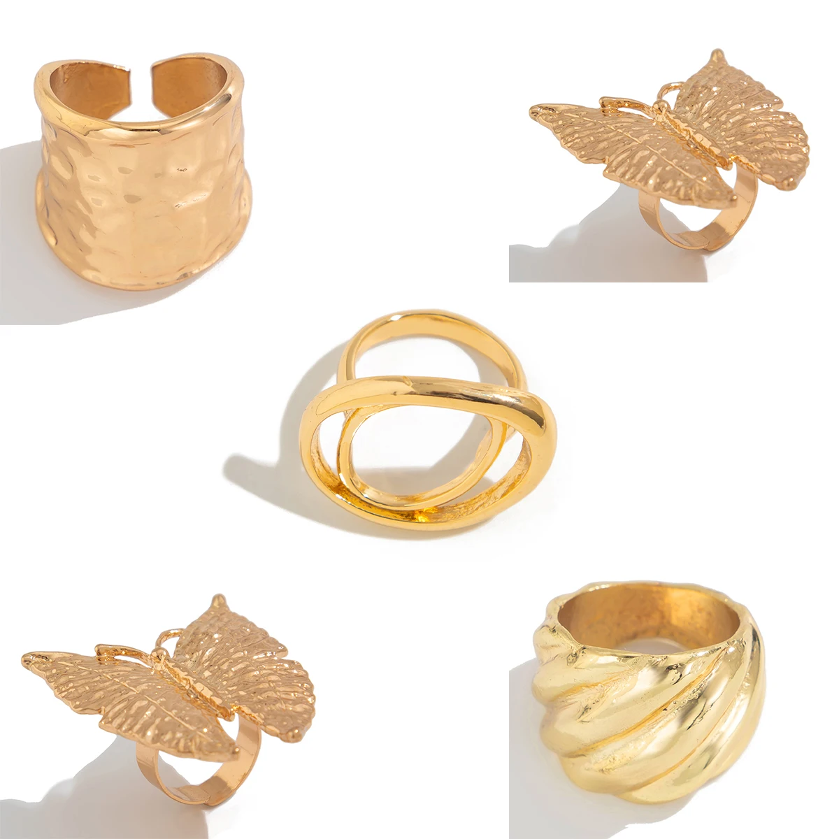 Ingemark 5 Styles créatif Boho métal papillon fleurs anneau pour les femmes déclaration de mode 2025 réglable bague mariage bijoux