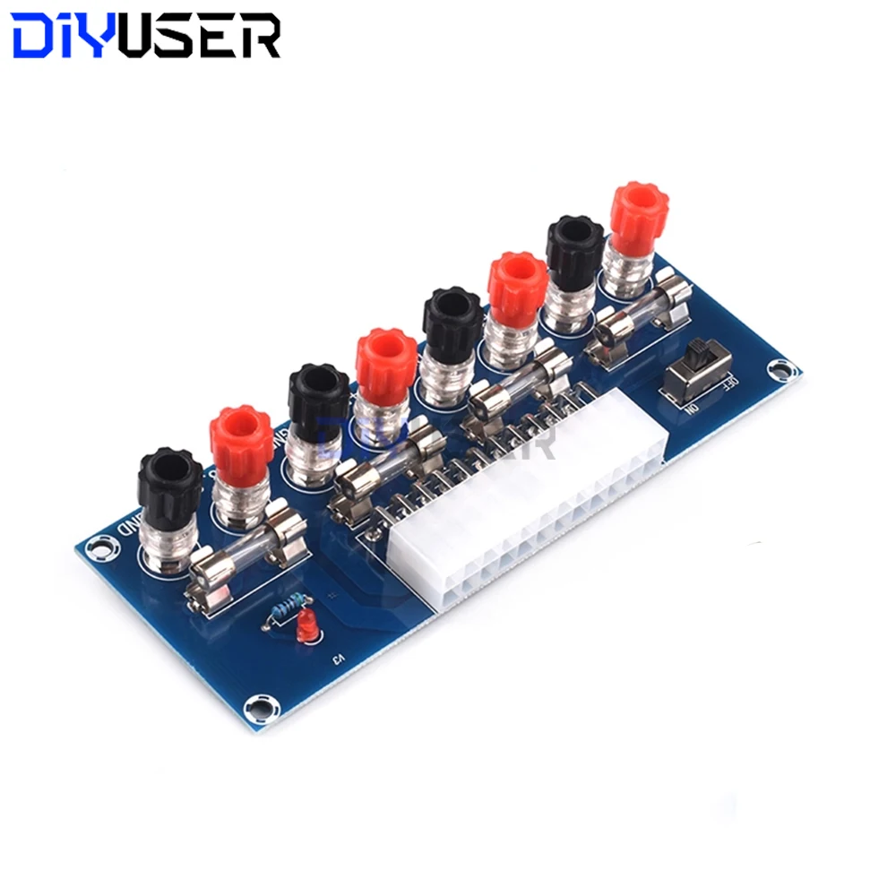 XH-M229 ATX Power Supply Adapter Board, 3.3V 5V 12V Output Terminal Module with On/Off Switch & Fuse for PC Power Supply