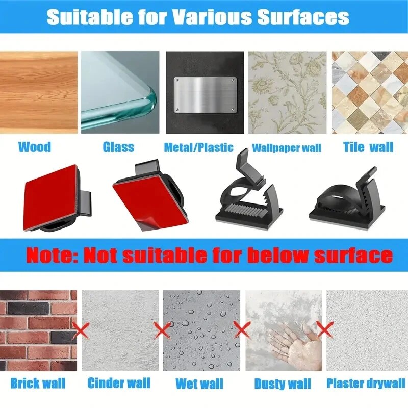 50 Uds Mini Clips de Cable para exteriores con cintas adhesivas Clips de luz Clips de decoración ganchos autoadhesivos soporte de alambre para Decoración