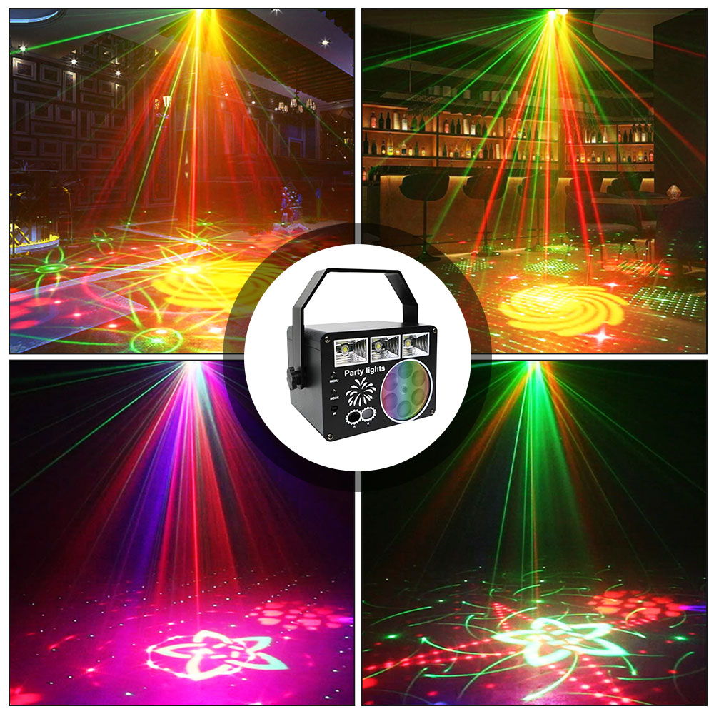 RGB LED Party Light Laser Projector Sound Activated DJ Disco Light USB Stage Light Remote Control Magic Ball Christmas Decor