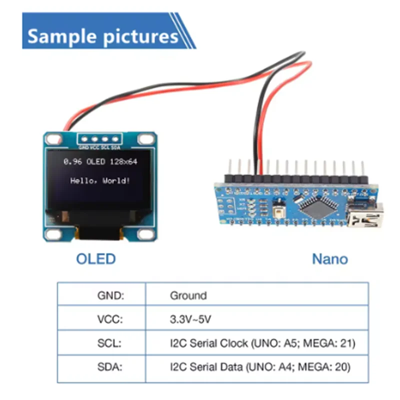 Modulo display OLED bianco seriale originale da 0,96 pollici oled IIC 128X64 I2C SSD1306 12864 scheda schermo LCD per Arduino