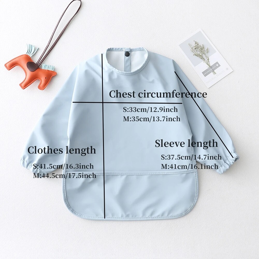 สีทึบเด็ก Bibs แขนยาวเด็กทารกเด็กหญิง Bib ผ้ากันเปื้อนทําความสะอาดง่ายเด็กกันน้ํา Art Smocks