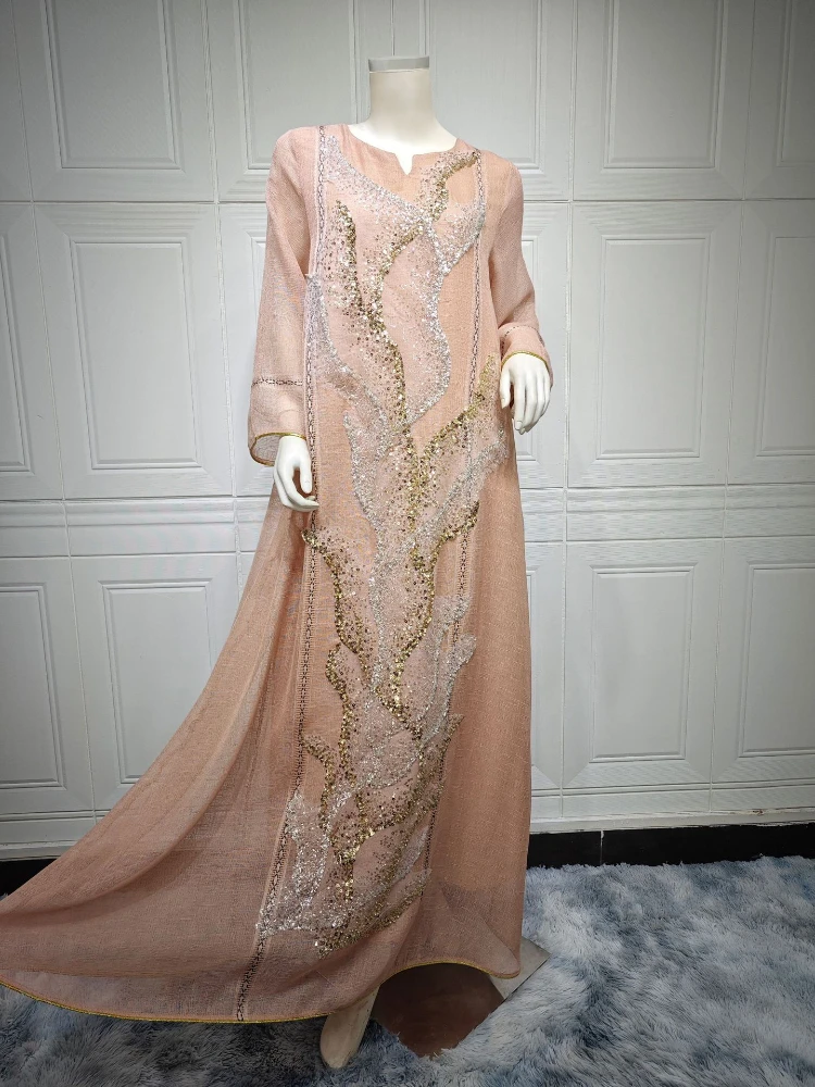 Vestido de fiesta musulmán Eid para mujer Abaya Jalabiya Vestidos largos de noche lentejuelas Marruecos Abayas Kaftan Islam Vestidos árabe largo